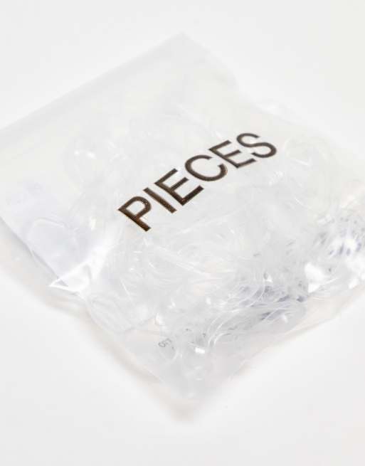Pieces - Lot de 100 élastiques à cheveux - Transparent, 4 de 4