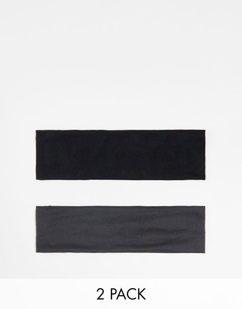 Pieces - Lot de 2 bandeaux en jersey - Noir et gris - view 1