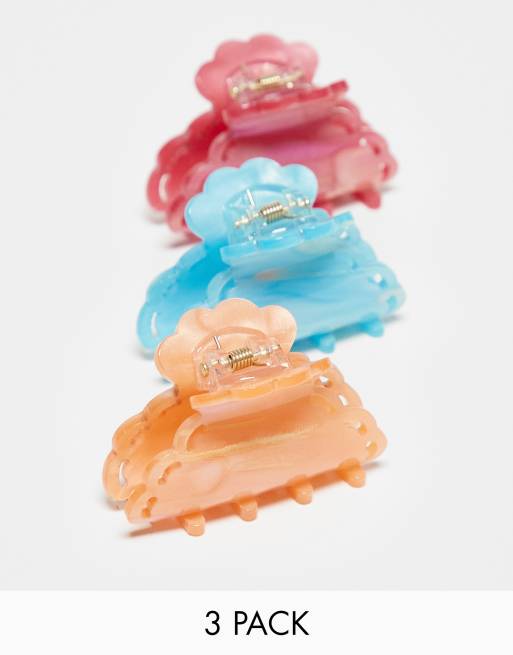 Pieces - Lot de 3 mini pinces à cheveux - Multicolore