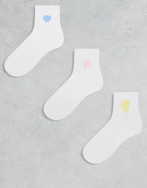Pieces - Lot de 3 paires de chaussettes à motifs océan - Blanc - view 1