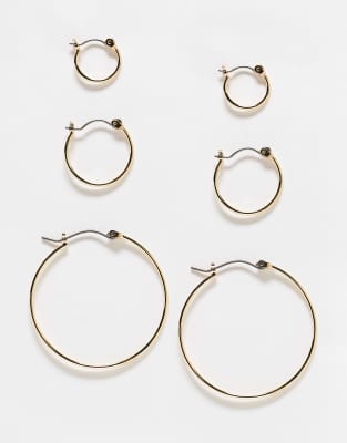 Lot de 3 paires de créoles de tailles variées - Doré-Argenté One Size