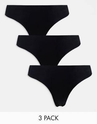 Lot de 3 strings sans couture - Noir L