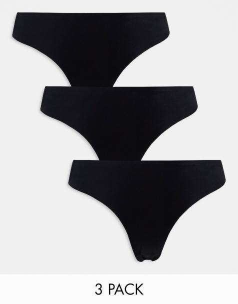 Pieces - Lot de 3 strings sans couture - Noir - view 1