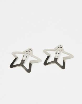 Pieces - Lot de 4 grandes barrettes étoile - Argenté