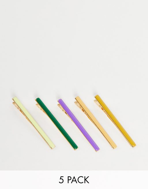 Pieces - Lot de 5 barrettes à cheveux - Multicolore