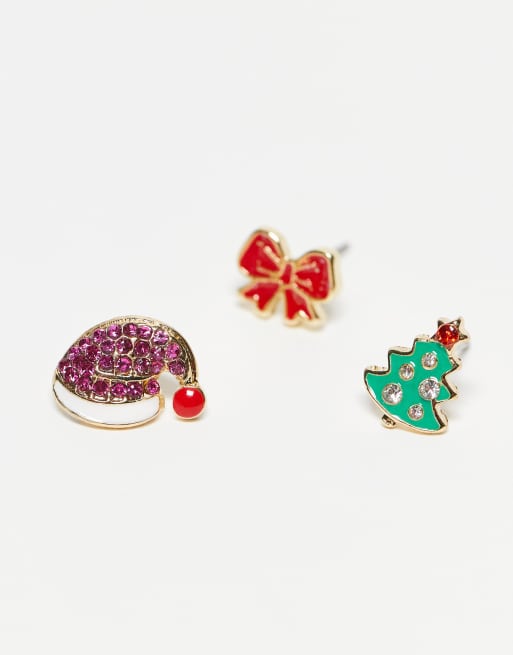 Pieces - Lot de 6 paires de boucles d'oreilles de Noël - Multicolore, 2 de 3