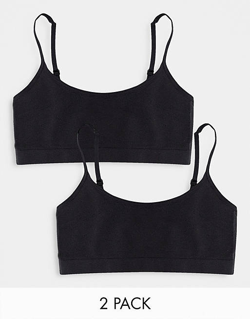 Pieces lounge 2 pack bralette co-ord in black