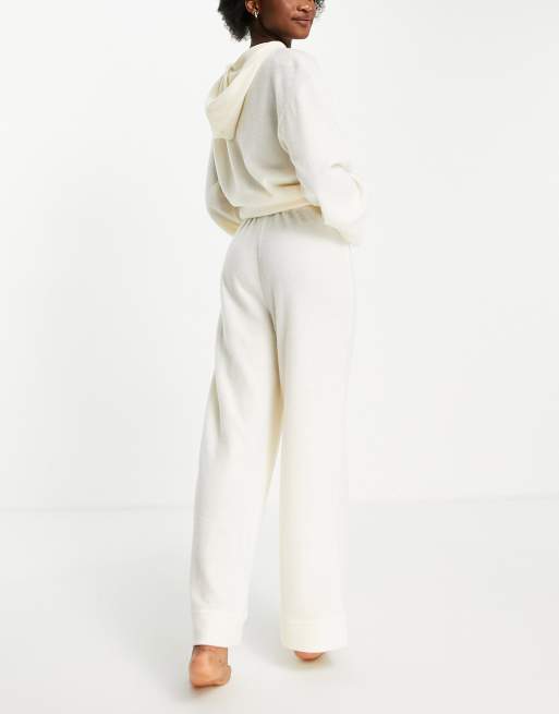 Pieces lounge wide leg coordinating pants in cream, 2 of 4