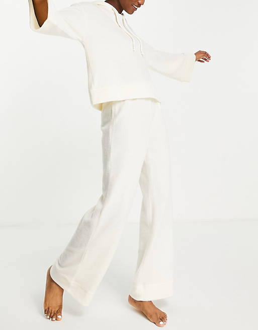 Pieces lounge wide leg trousers co-ord in cream