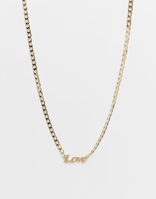 Pieces love slogan necklace in gold