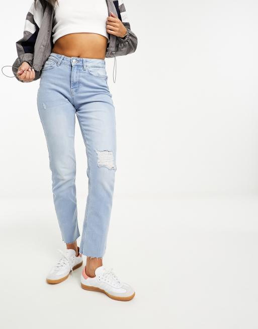 Pieces - Luna - Jean droit à taille haute - Bleu