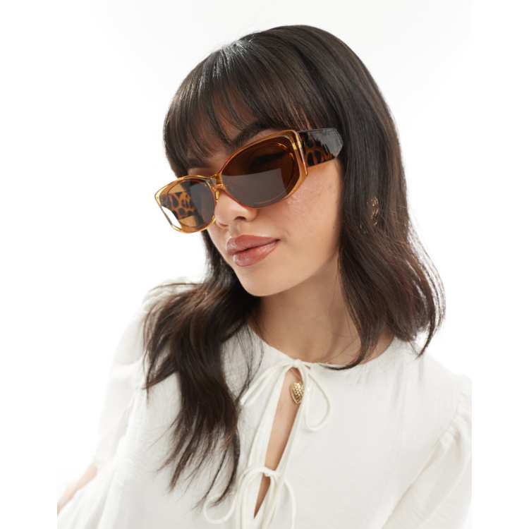 Pieces Lunettes de soleil a monture transparent et imprime divers avec larges branches en ecaille de tortue ASOS