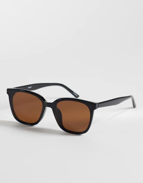 Pieces - Lunettes de soleil carrées avec verres marron - Noir - view 1