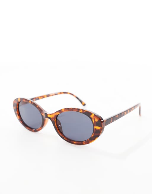 Pieces - Lunettes de soleil ovales avec verres teintés noirs - Écaille de tortue, 3 de 3