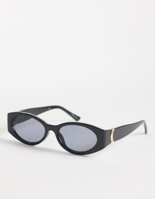 Pieces - Lunettes de soleil ovales - Noir