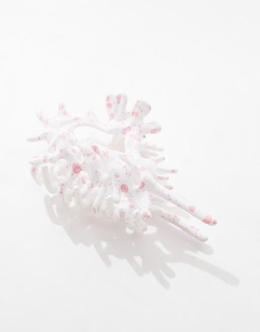 PIECES - Lyslilla/multifarvet hårklemme med konkylie-design, 3 af 3
