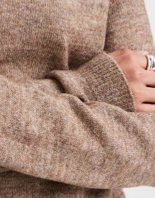 Pieces - Maglione accollato color fossile, 2 di 4