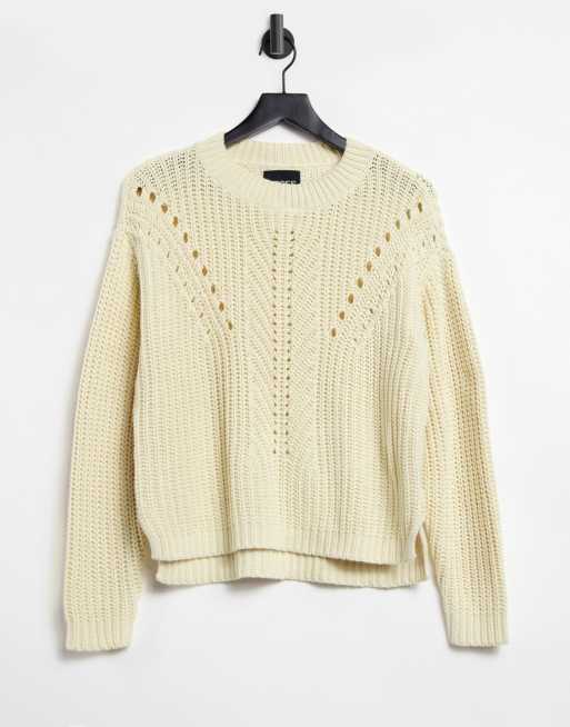 Pieces - Maglione color crema testurizzato