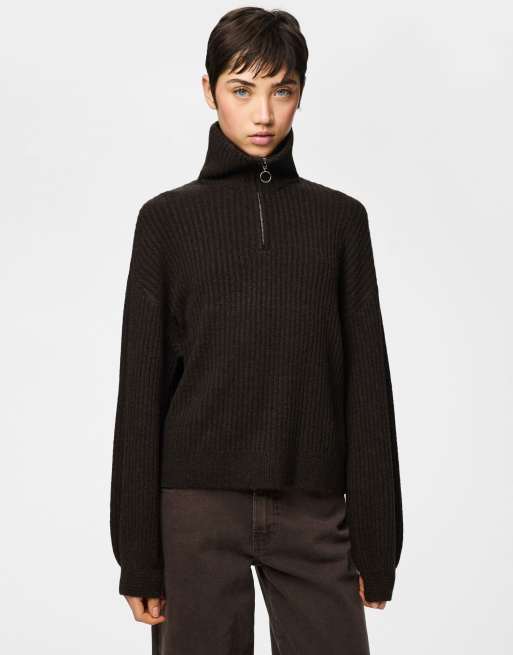 Pieces - Maglione con zip corta color delicioso