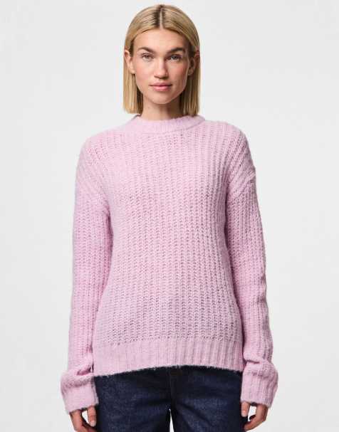 Pieces - Maglione in maglia rosa lavanda - view 1