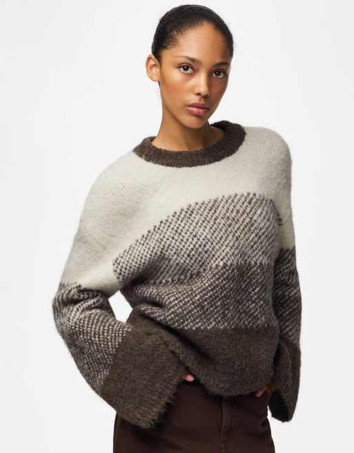 Pieces maglione lavorato a maglia color coffee quartz, 1 di 7