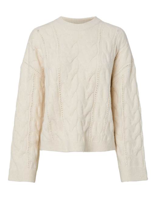 Pieces - Maglione lavorato color betulla, 6 di 7