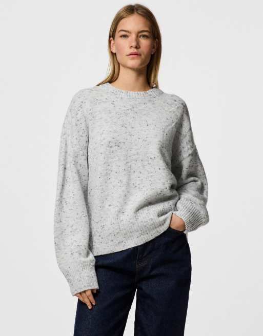 Pieces - Maglione lavorato color bianco acceso