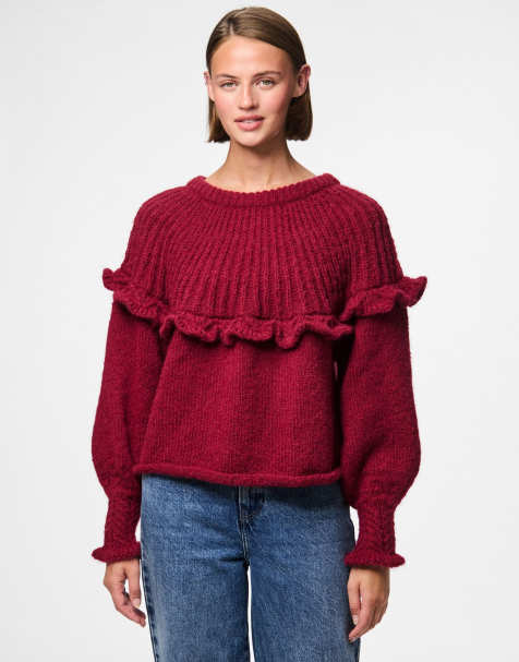 Pieces - Maglione rosso barbabietola - view 1