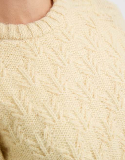 Pieces - Maglione testurizzato color giallo pallido , 3 di 4