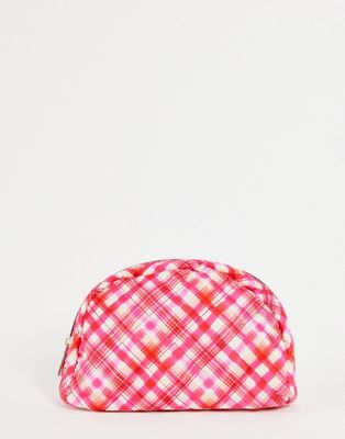 Pieces make up bag in pink & red check