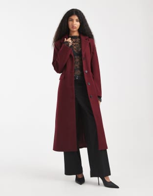 Pieces - Manteau long habillé - Bordeaux-Rouge