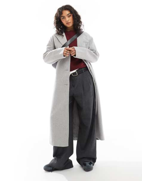 Pieces - Manteau oversize long ajusté - Gris - view 1