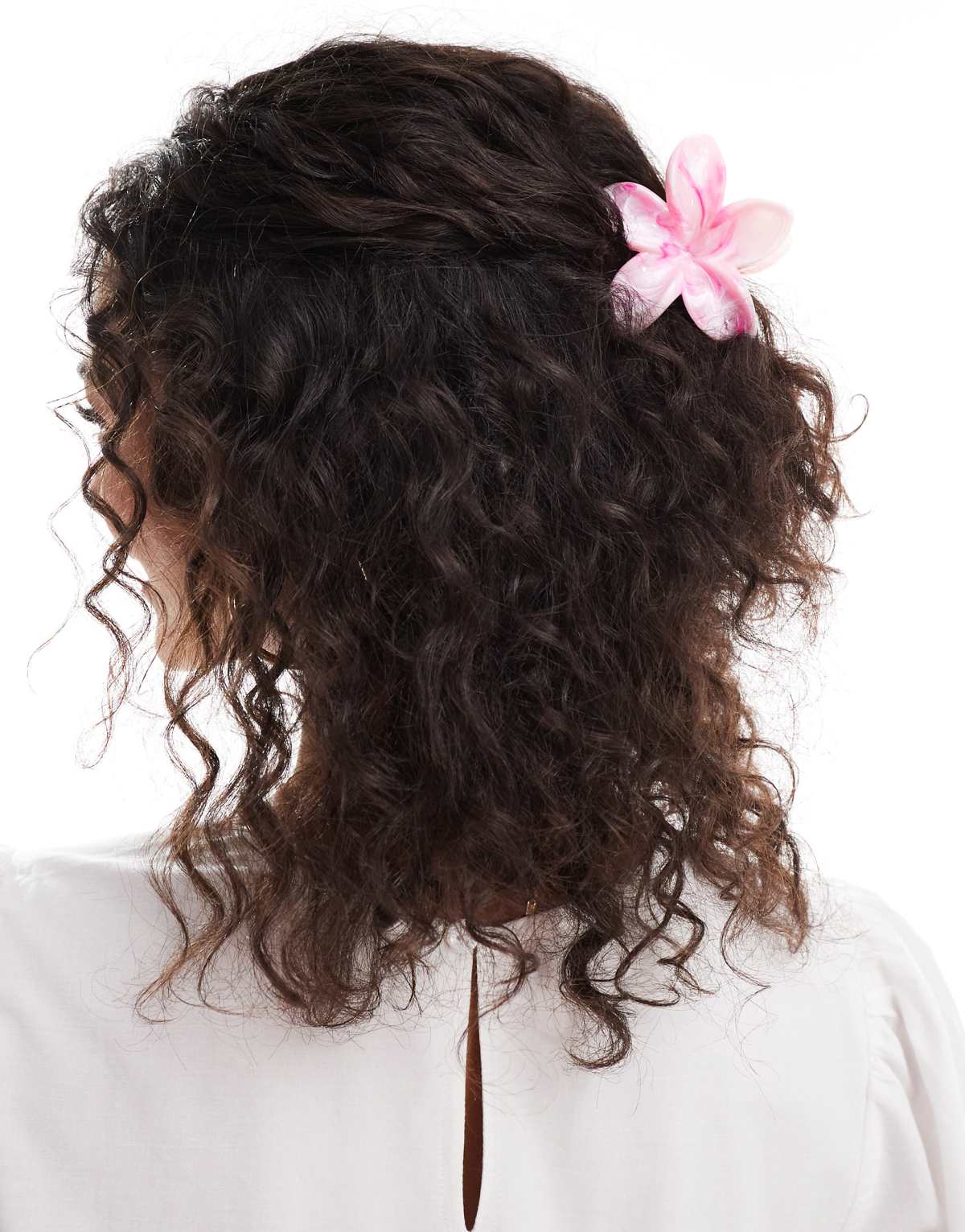 Pieces marbled effect flower hair claw in pink