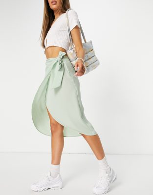 Pieces Marlene high waisted wrap midi 