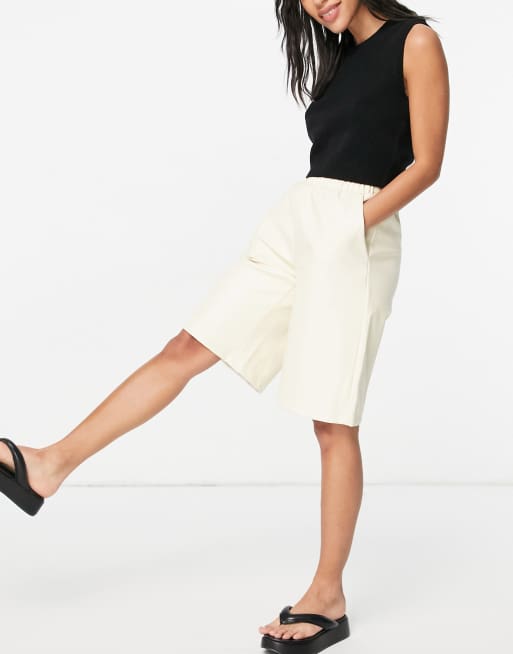 Pieces - Martha - Short long d'ensemble taille haute - Cloud Dancer