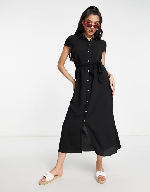 Midi shirt dress short clearance sleeve