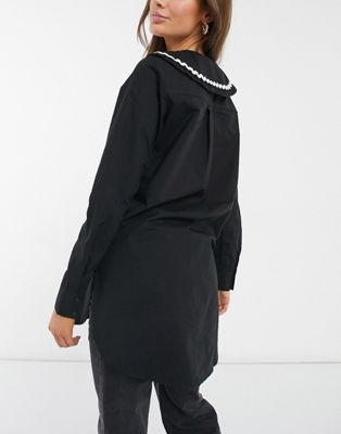 Chemises et blouses Pieces - Maternité - Chemise longue à col oversize - Noir
