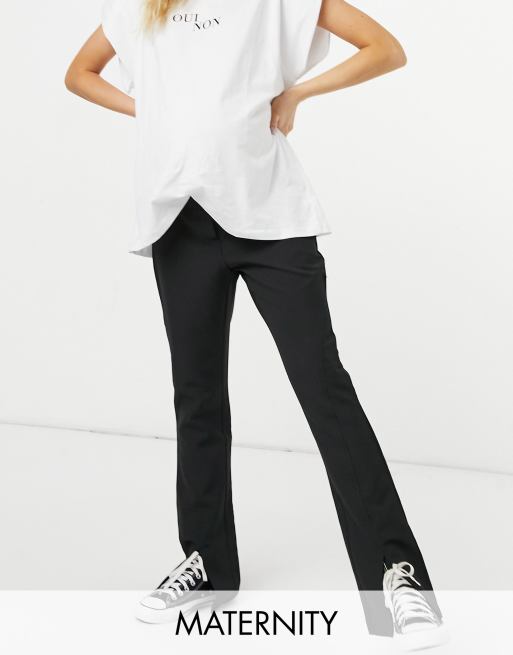 Pieces - Maternité - Pantalon fendu sur le devant - Noir