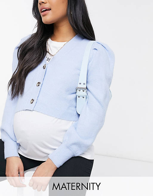  Pieces Maternity cardigan with puff sleeves in blue 