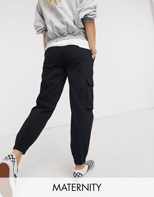 Pieces Maternity cargo pants in black