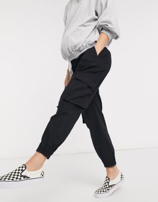 black maternity cargo pants