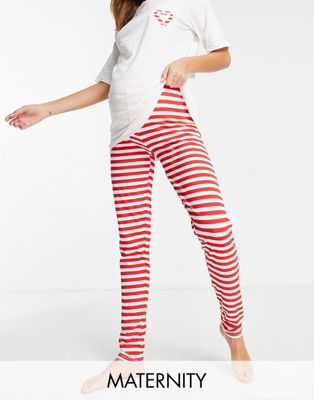 Pieces Maternity Christmas pyjama set in red & white stripe