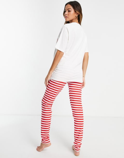 Pieces Maternity Christmas pyjama set in red & white stripe, 2 of 4