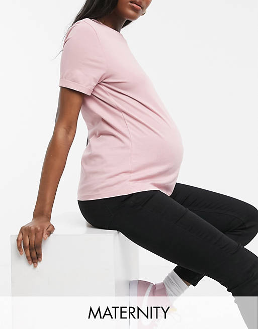Pieces Maternity cotton t-shirt in pink