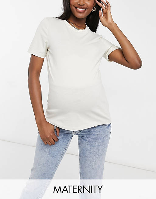 Pieces Maternity cotton t-shirt in white