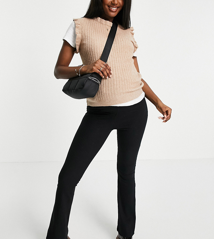 Pieces Maternity exclusive knitted tank in camel-Neutral