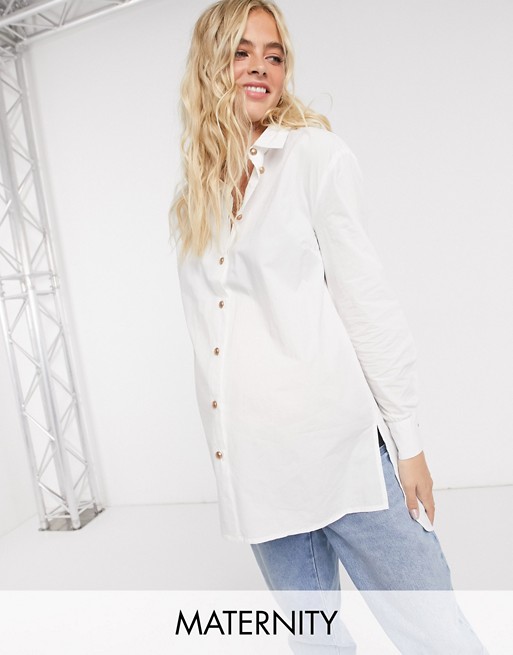 Pieces Maternity exclusive shirt in white