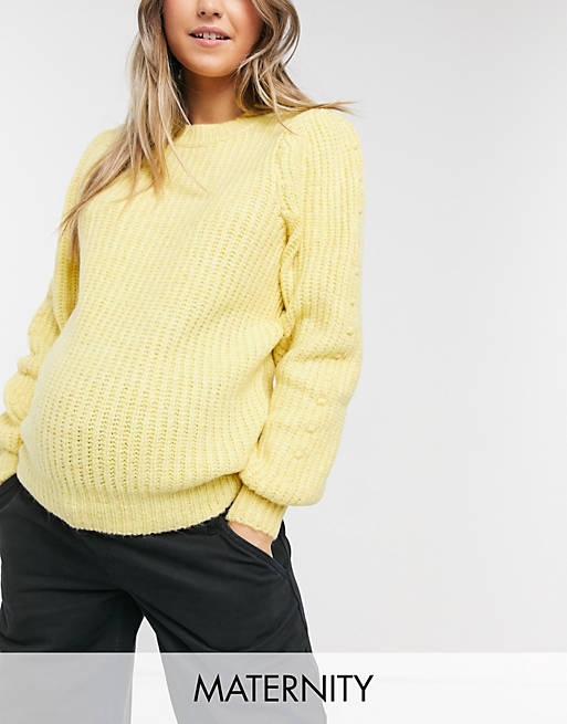 Pieces Maternity knitted jumper in yellow