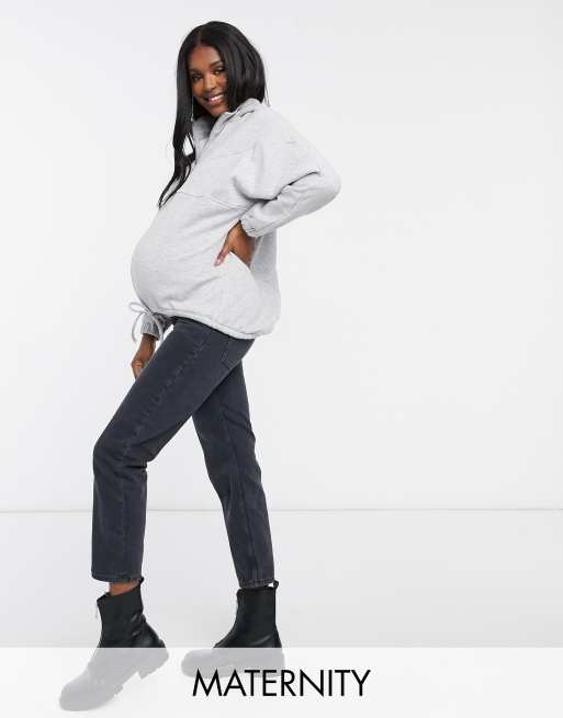 ASOS DESIGN Maternity nursing half zip sweatshirt in gray heather