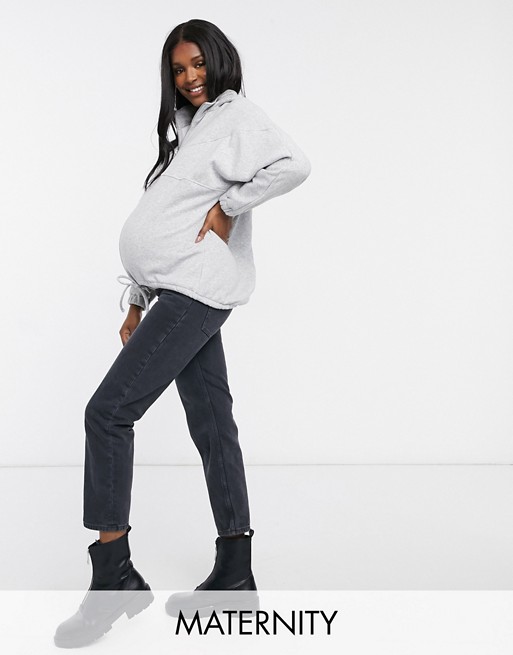 Pieces Maternity lounge half zip sweater in grey